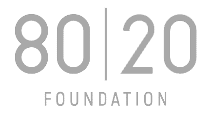 Gray logo showing the numbers "80" and "20" separated by a vertical line, with the word "FOUNDATION" below in smaller letters, symbolizing our dedication to entrepreneurship education.