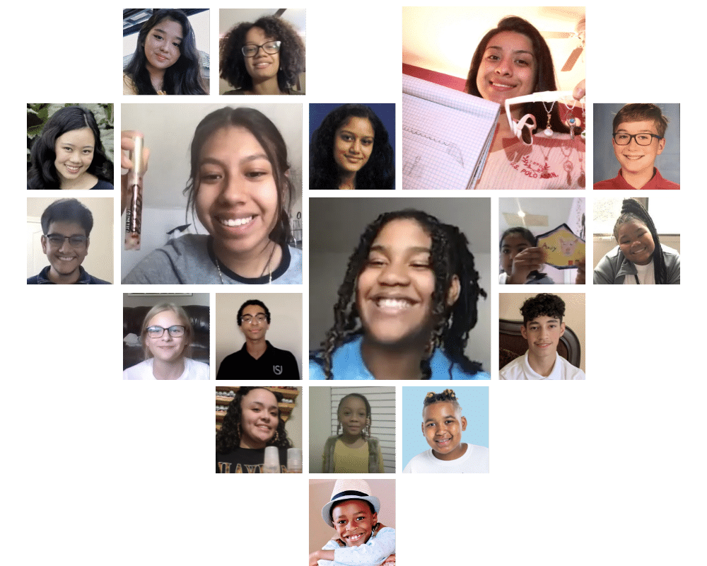 A collage of 17 people of different ages and backgrounds, smiling or posing for the camera in individual frames, showcasing the spirit behind youth entrepreneurship education.