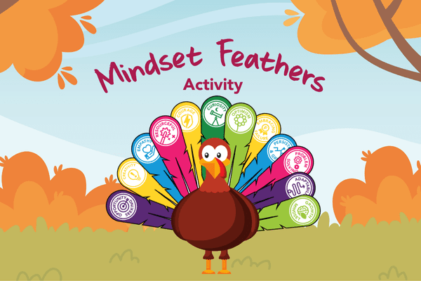 Thanksgiving Activity with Turkey and Mindset Feathers