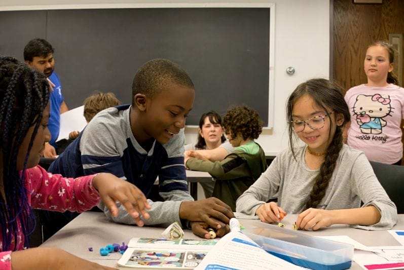 students participating in an educational program, likely focused on entrepreneurial learning