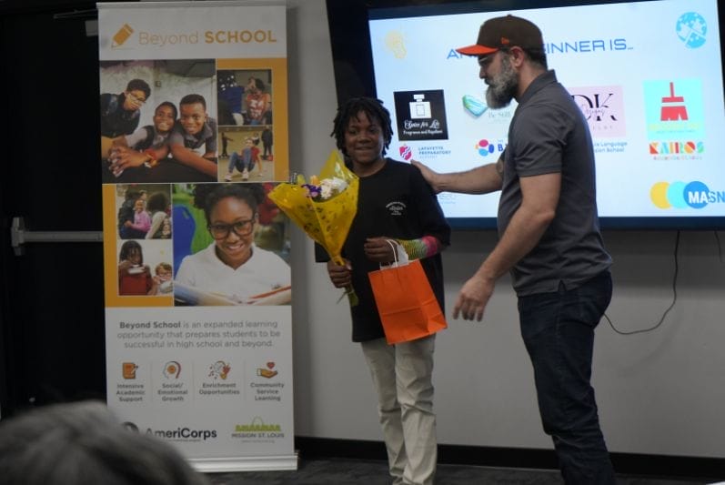 a moment during an event for the VentureLab Saint Louis Hub, a program that supports youth entrepreneurship and innovation